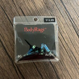 BodyRage Acrylic 8 Gauge Blue & green tapers & acrylic plugs with black rings
